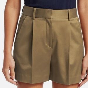 THEORY Hudson Pleated Twill Cotton Shorts